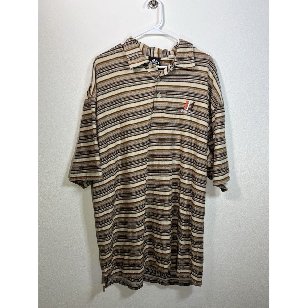 Vintage PNB Nation Streetware Rap Skate Urban Hiphop 3XL Polo RARE Brown Stripes